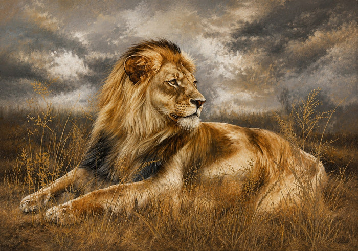 Majestic Lion Golden Savanna Wall Art